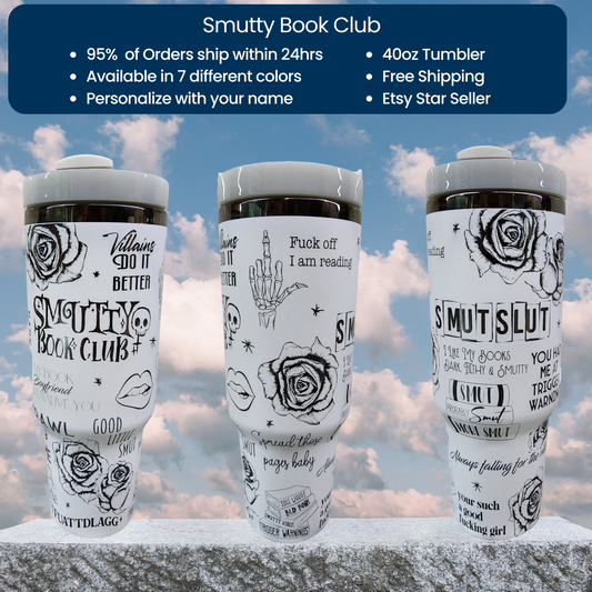 Smutty Book Club 40oz Engraved Tumbler for the passionate and provocative reader
