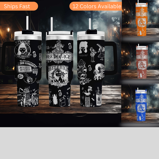 a collage of three coffee mugs with designs on them