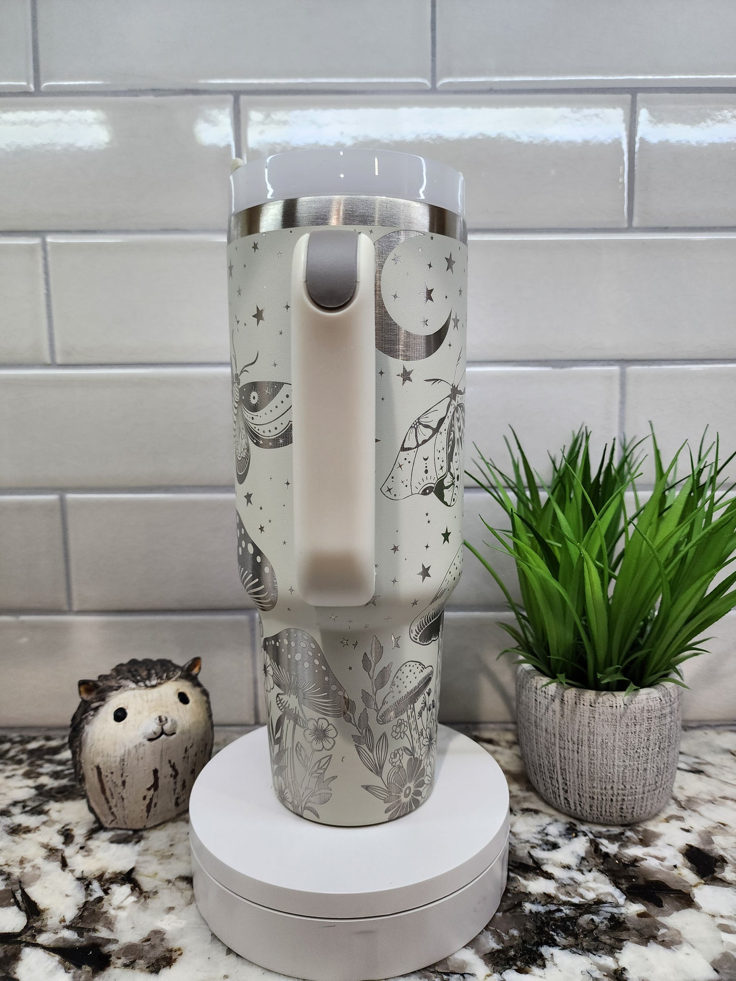 40oz Engraved Tumbler "Moonlight Moths" - Enchanted Night Edition - Unique Gift for Nature Lovers