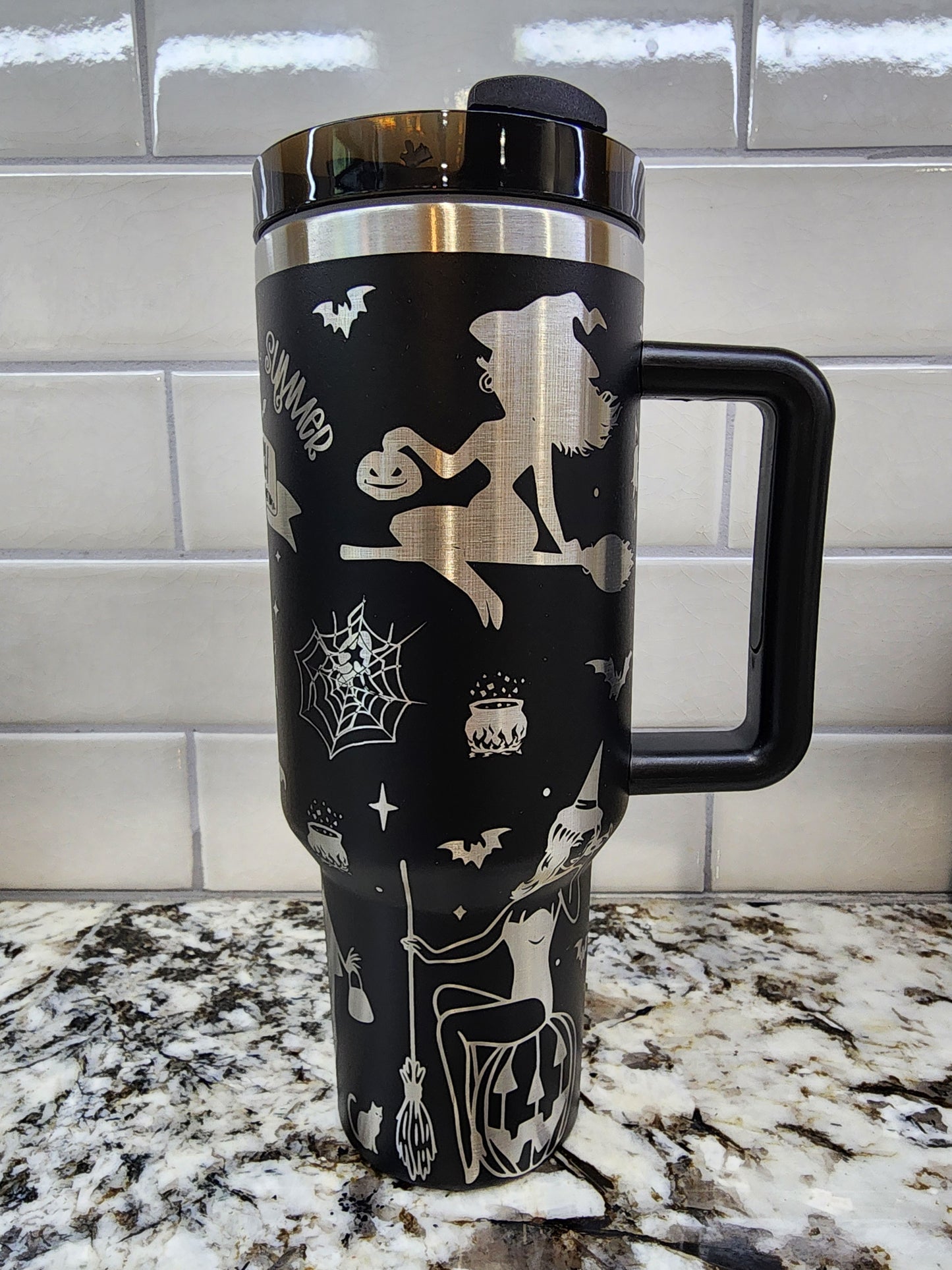Halloween Spooky Bitch Season Witch Themed Engraved 40oz Tumbler