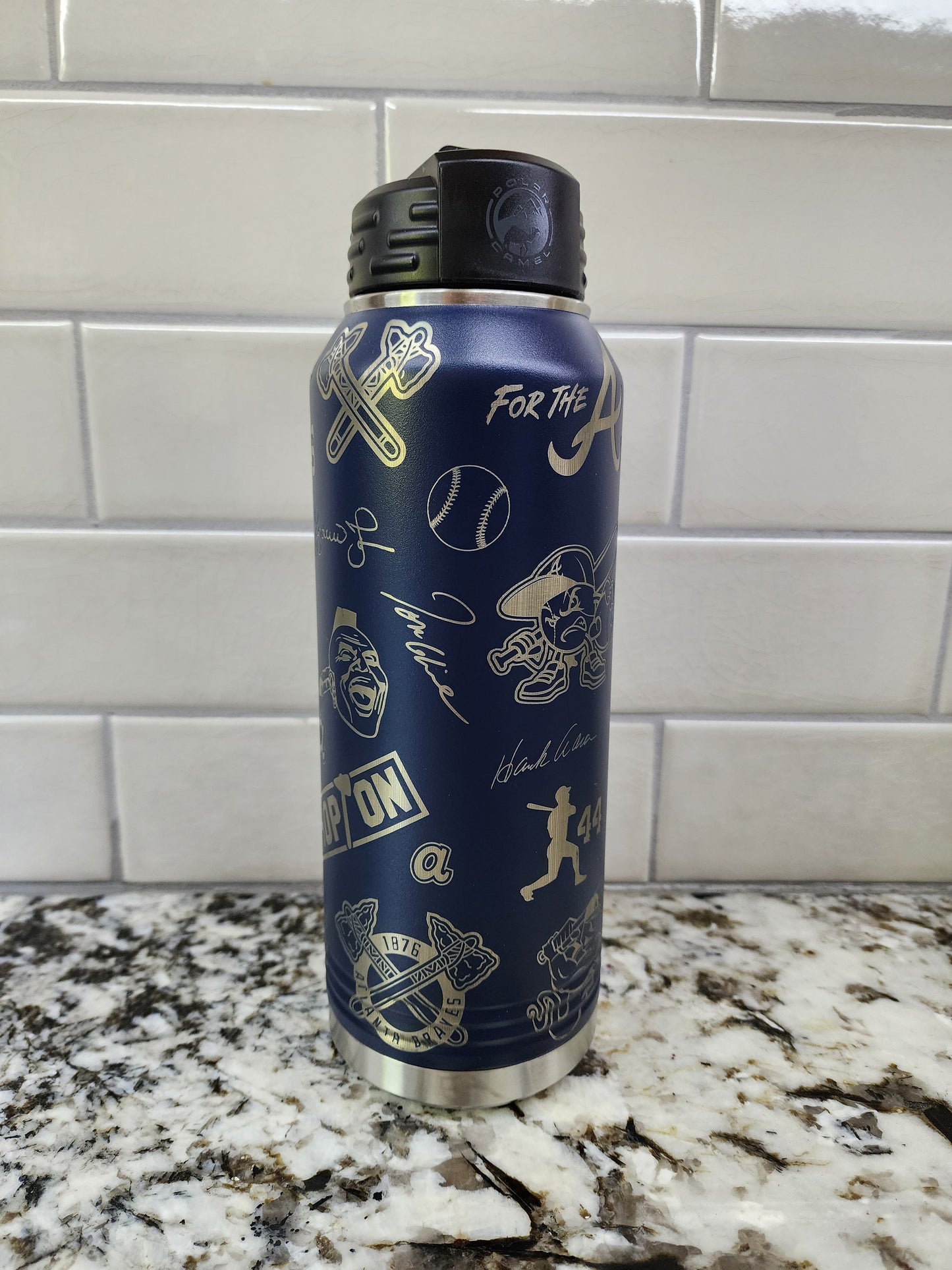 32OZ Polar Camel Atlanta Braves Blue water bottle