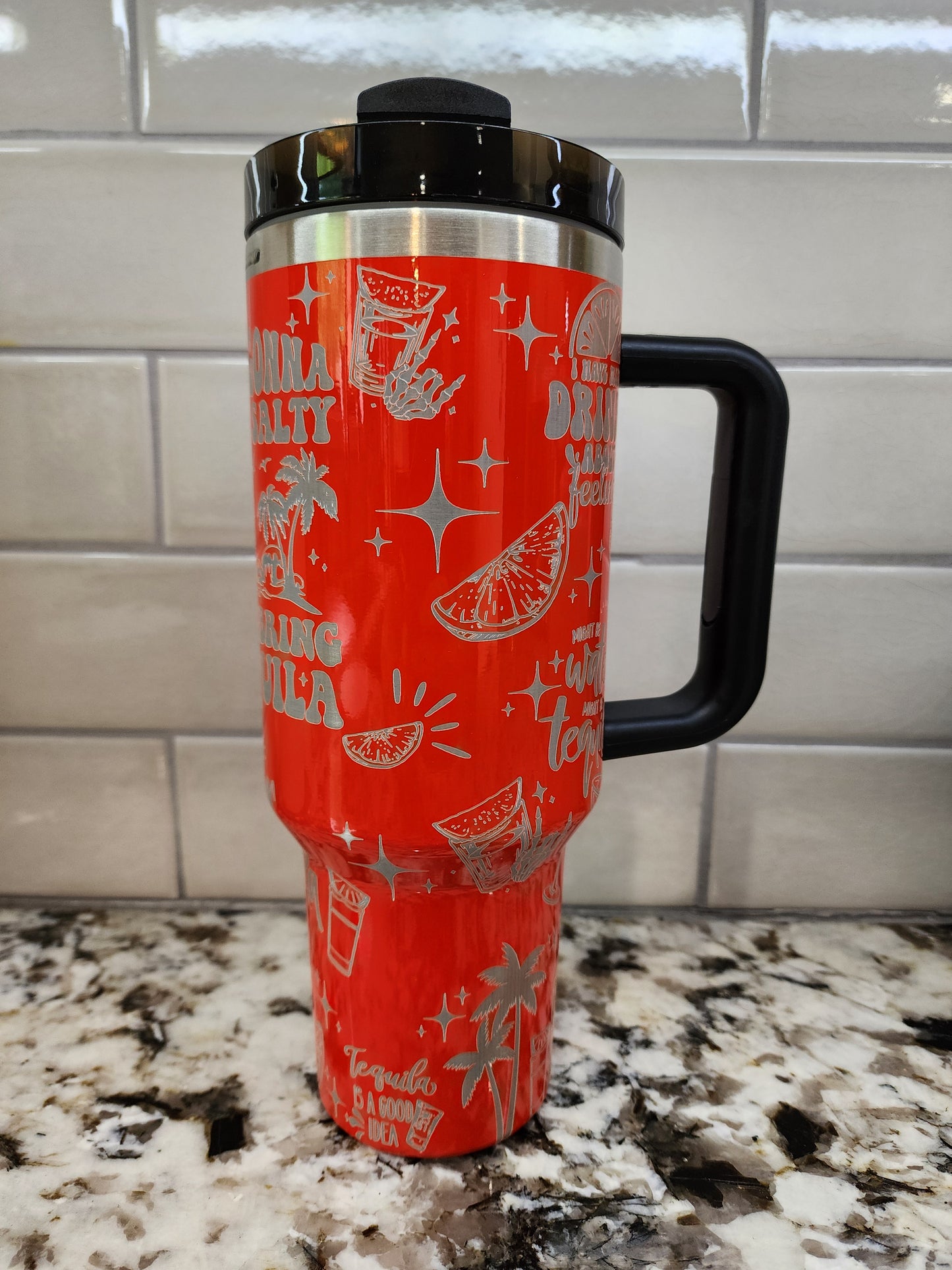 40oz Neon Red Tequila and Sunshine Tumbler