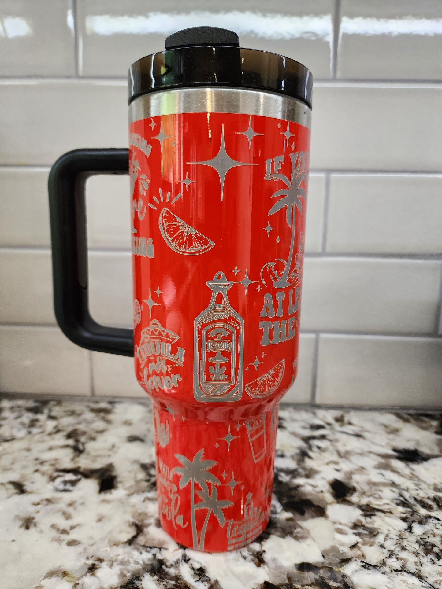 40oz Neon Red Tequila and Sunshine Tumbler
