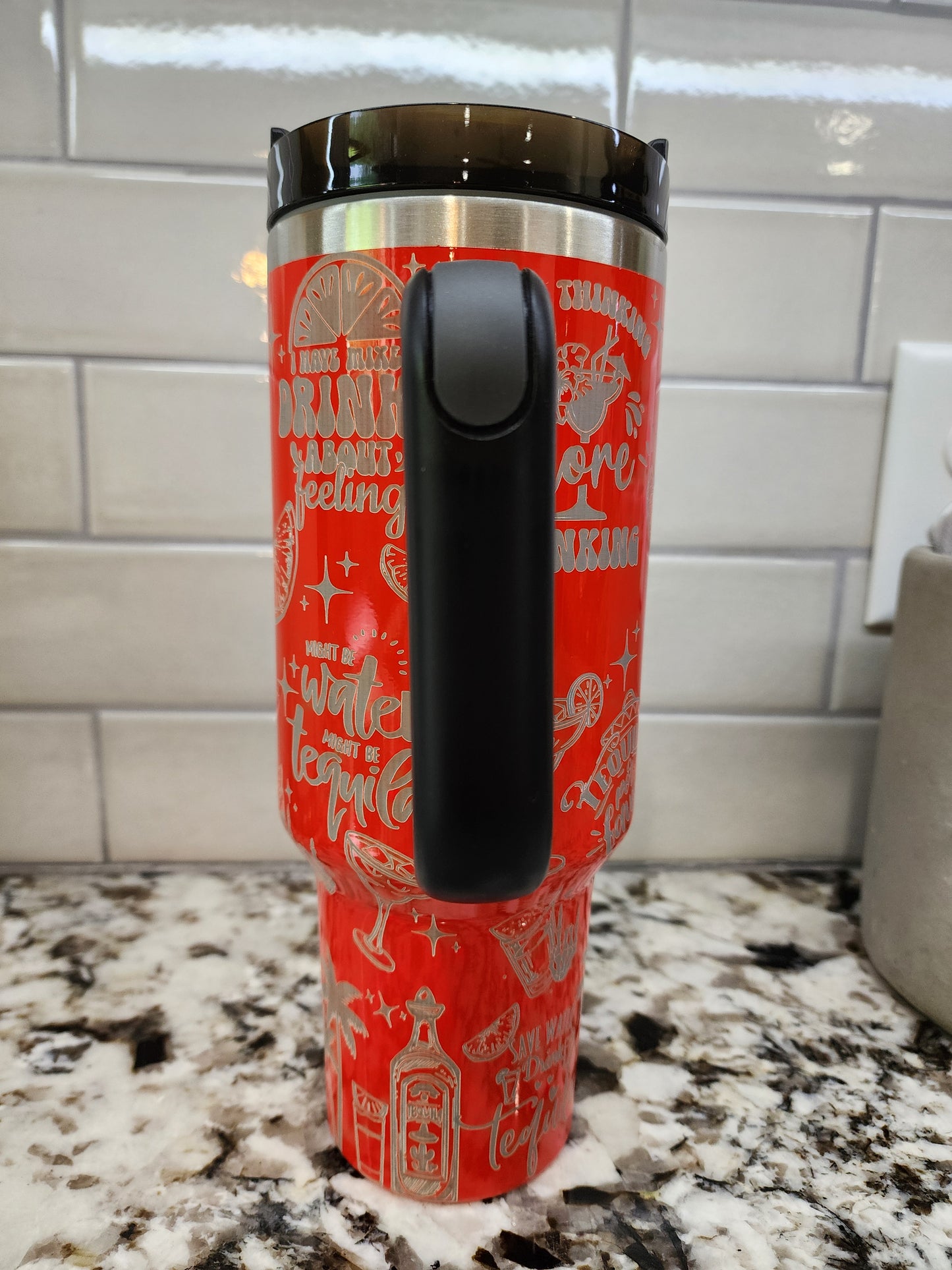 40oz Neon Red Tequila and Sunshine Tumbler