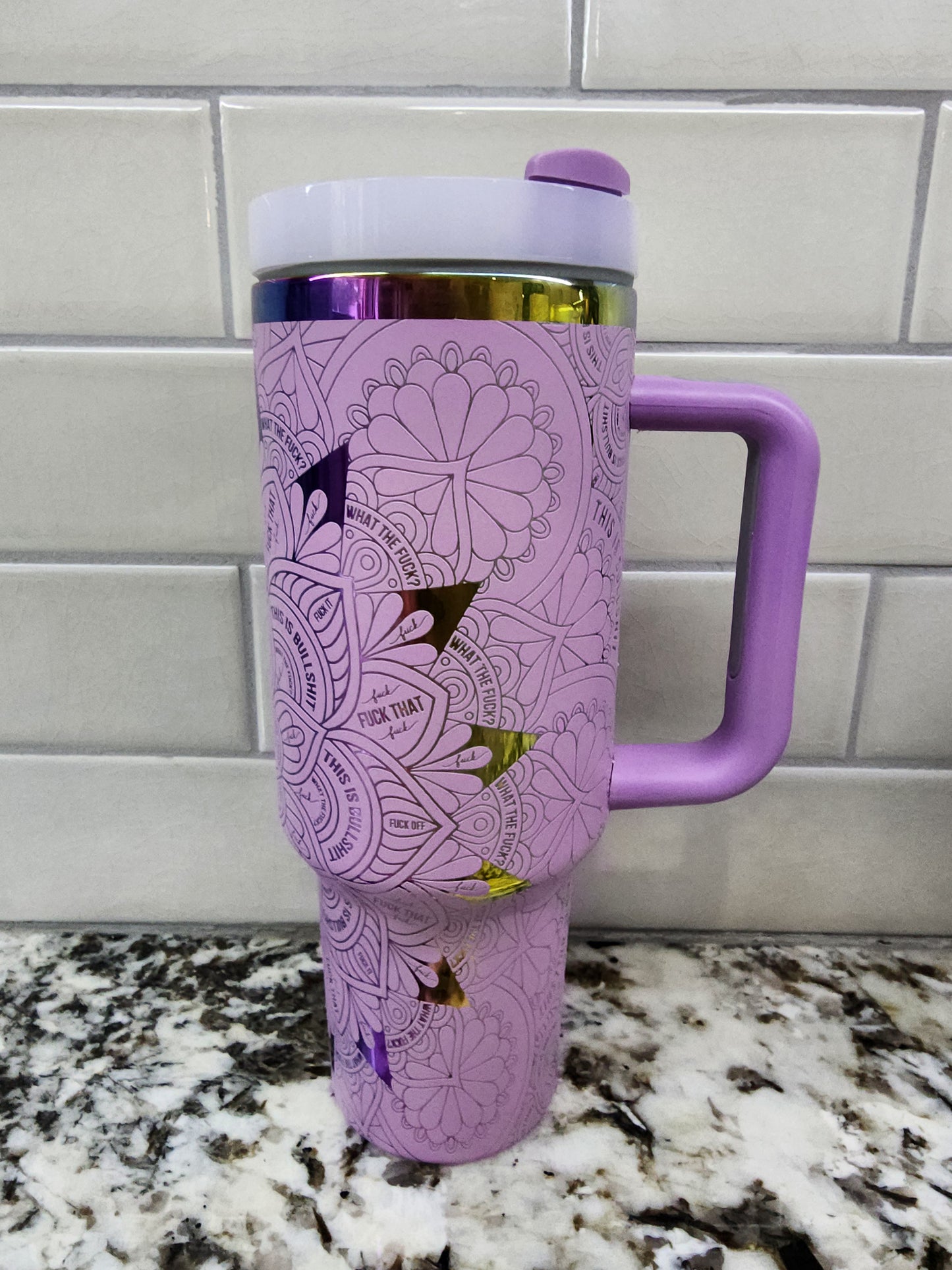 40oz Lavender Iridescent Swear tumbler