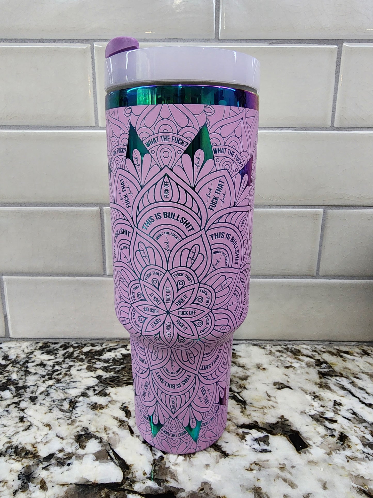 40oz Lavender Iridescent Swear tumbler