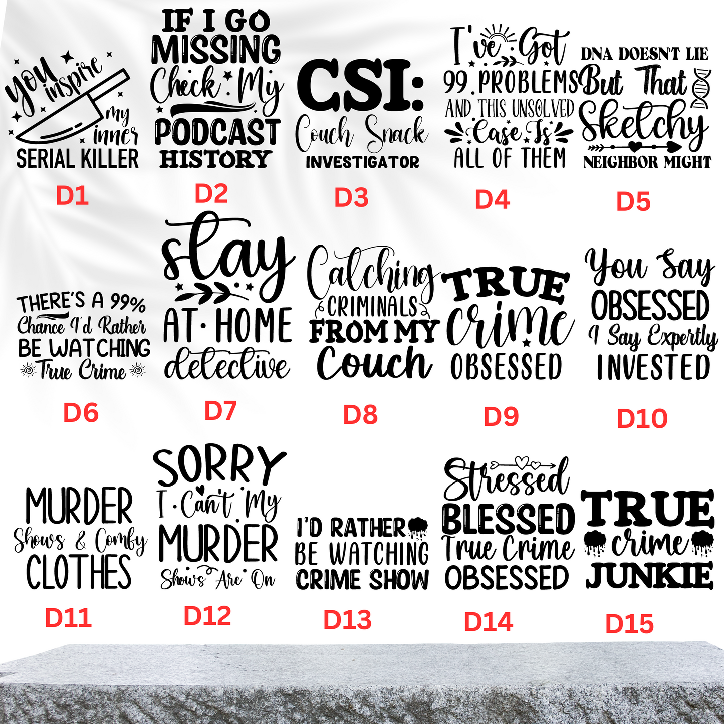 True Crime Edition- 12oz Laser Engraved True Crime Wine Tumbler