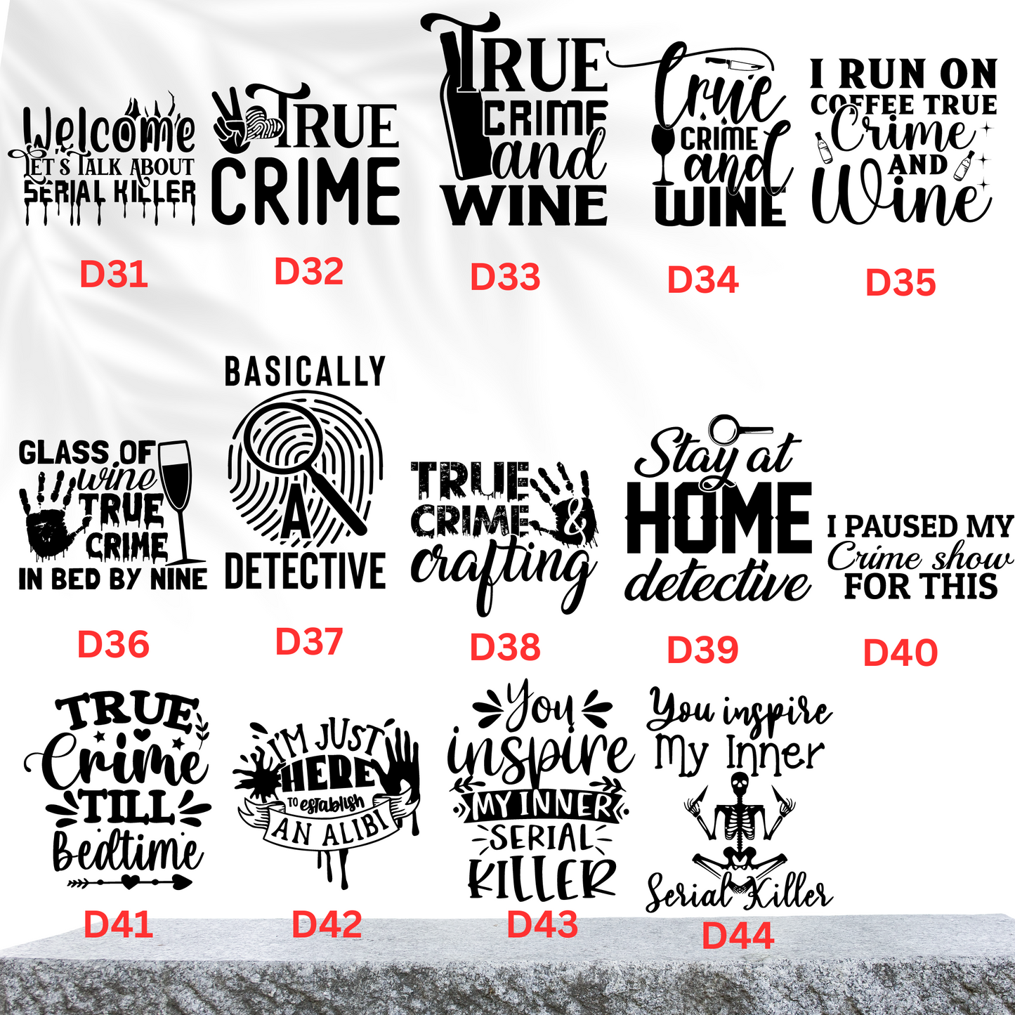 True Crime Edition- 12oz Laser Engraved True Crime Wine Tumbler