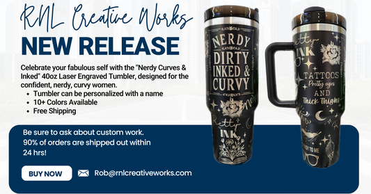 Engraved 40oz Tumbler: Nerdy Curves Ink Edition - Personalized Stainless Steel Mug, Laser Engraved Gift for Drink Lovers