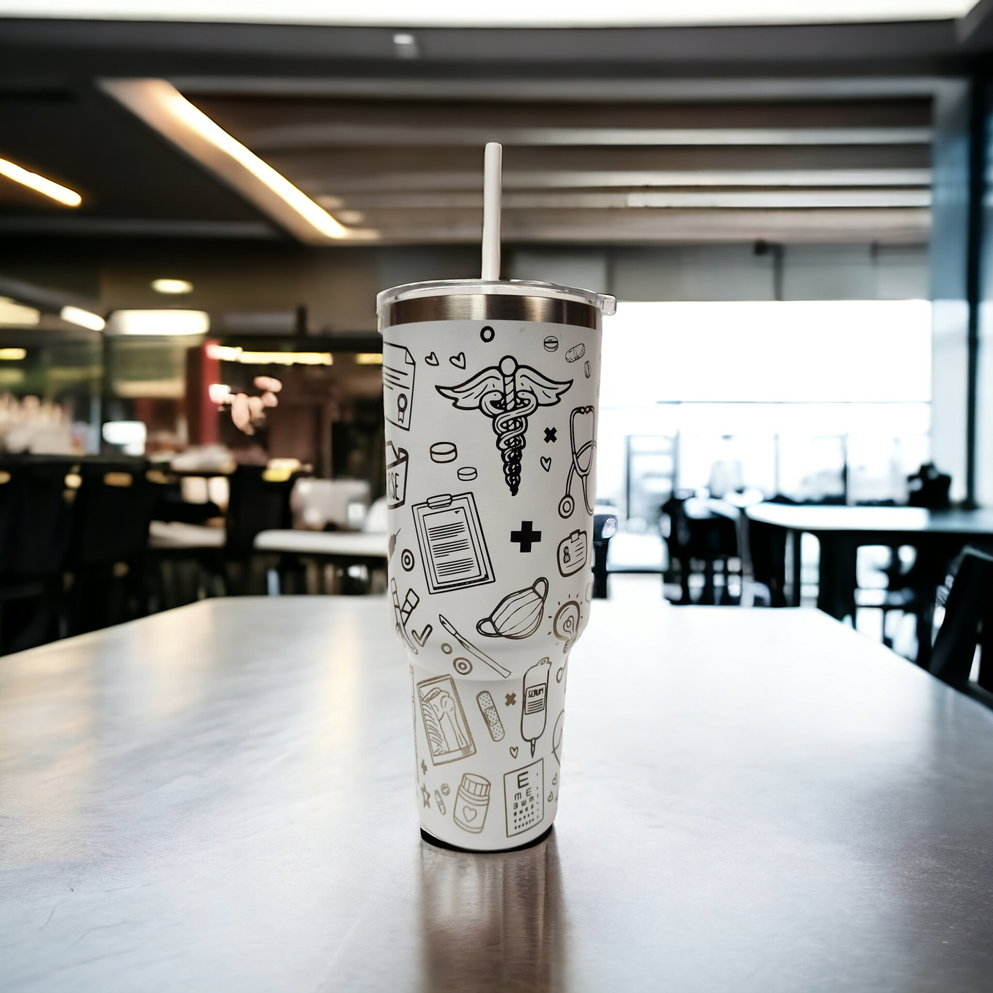 Laser-Engraved 40oz Nurse-Themed Tumbler - Durable Stainless Steel - Perfect Gift for Healthcare Professionals