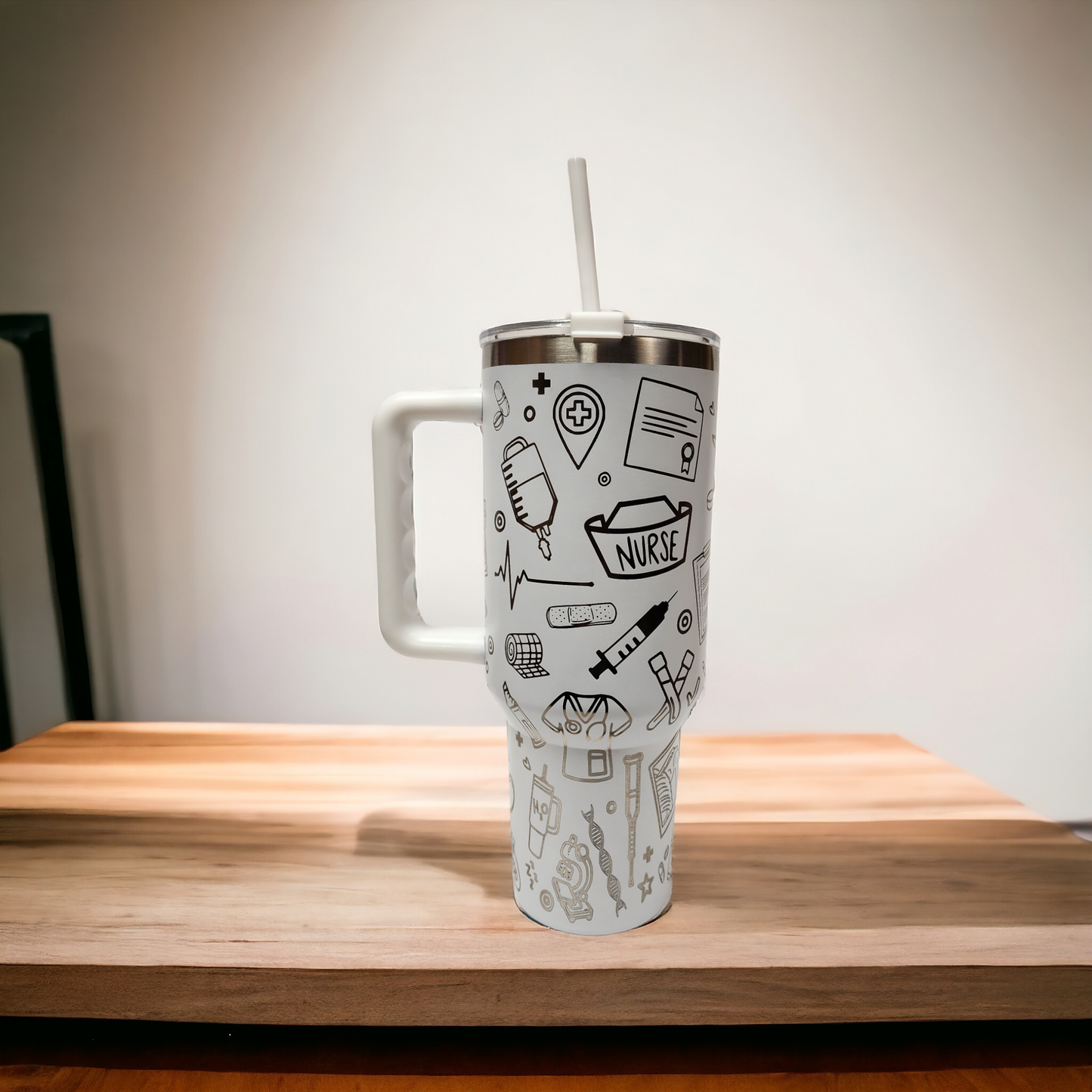 Laser-Engraved 40oz Nurse-Themed Tumbler - Durable Stainless Steel - Perfect Gift for Healthcare Professionals