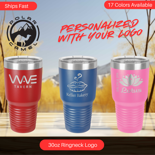 three color options for a personalized tumbler cup