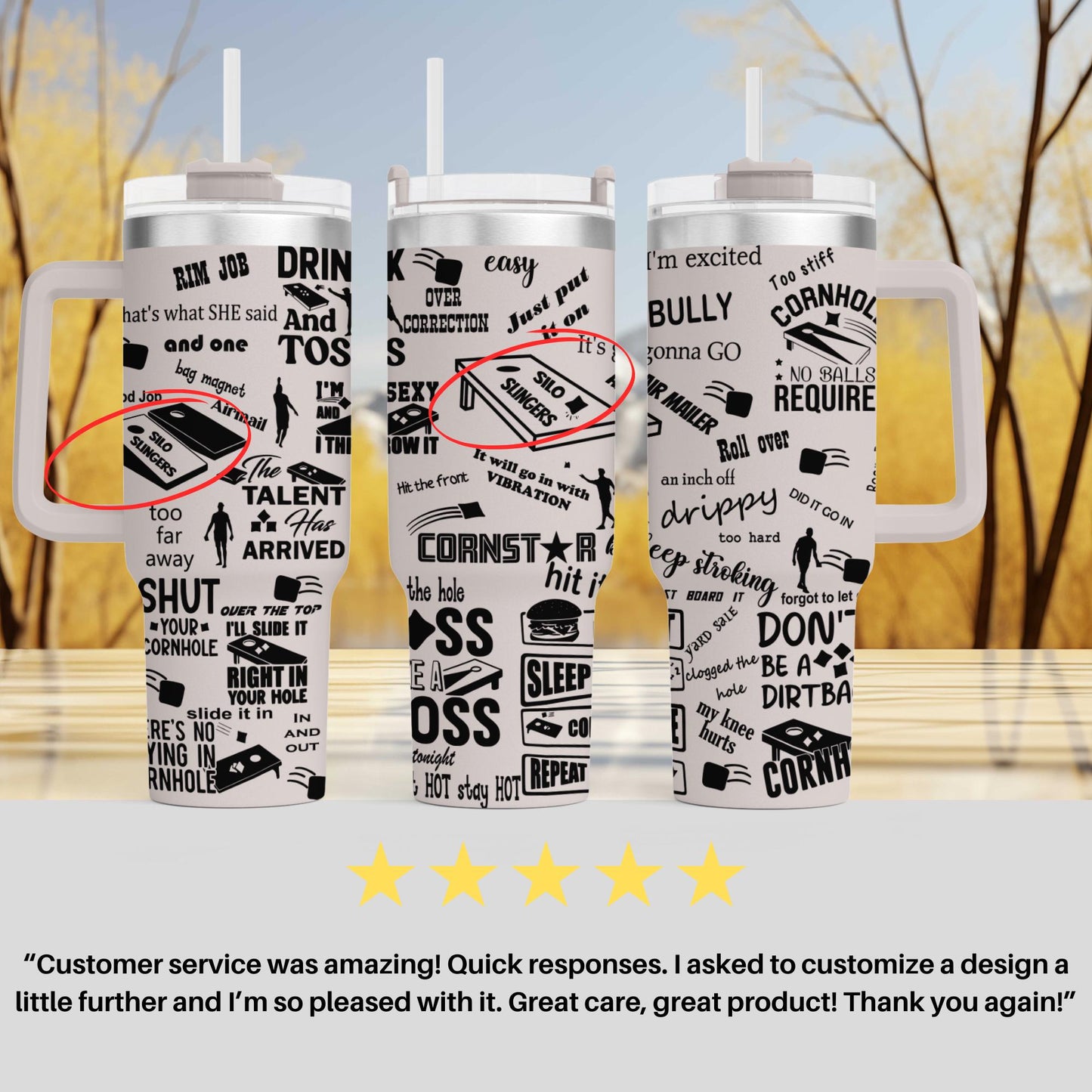 Cornhole 40oz Tumbler | Personalized Custom Engraved With Team Name | Tumbler with Lid & Straw | Laser Engraved Gift for Cornhole Lovers