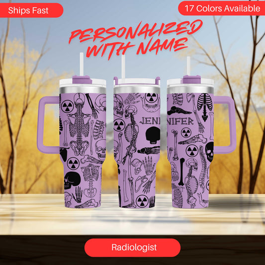 Radiologist Personalize 40oz Tumbler, X-Ray Tech, Radiology Tech,  - Laser-Engraved Stainless Steel with personalized name!