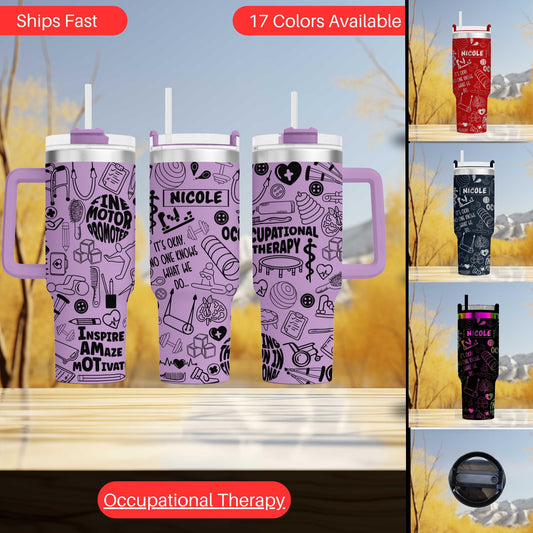 a collage of travel mugs on a shelf