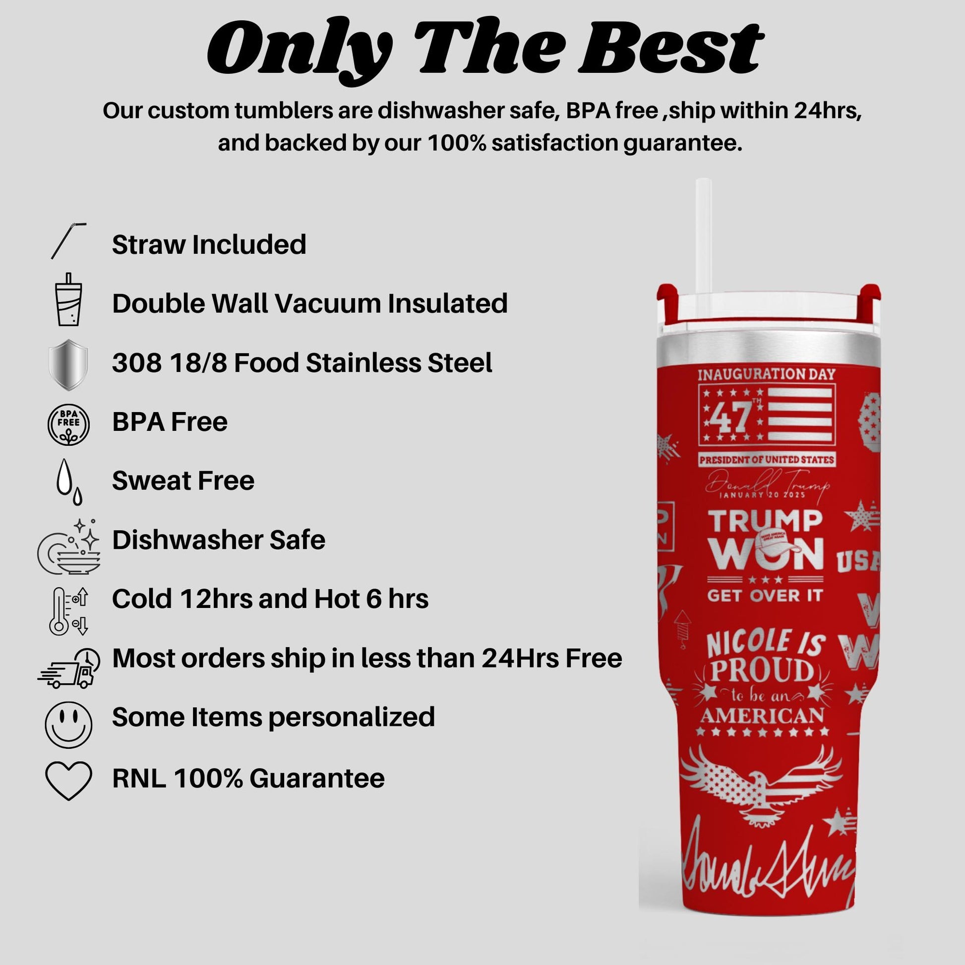 a red tumbler cup with a straw inside of it