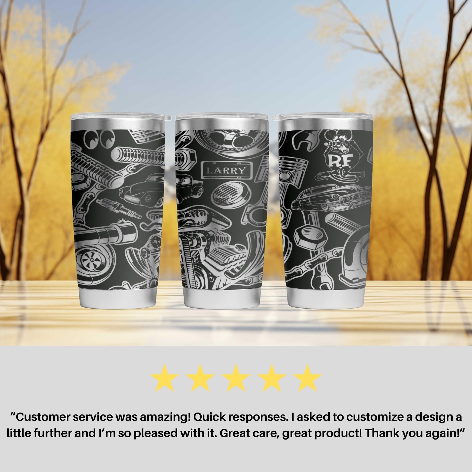 three cups sitting on top of a table next to each other