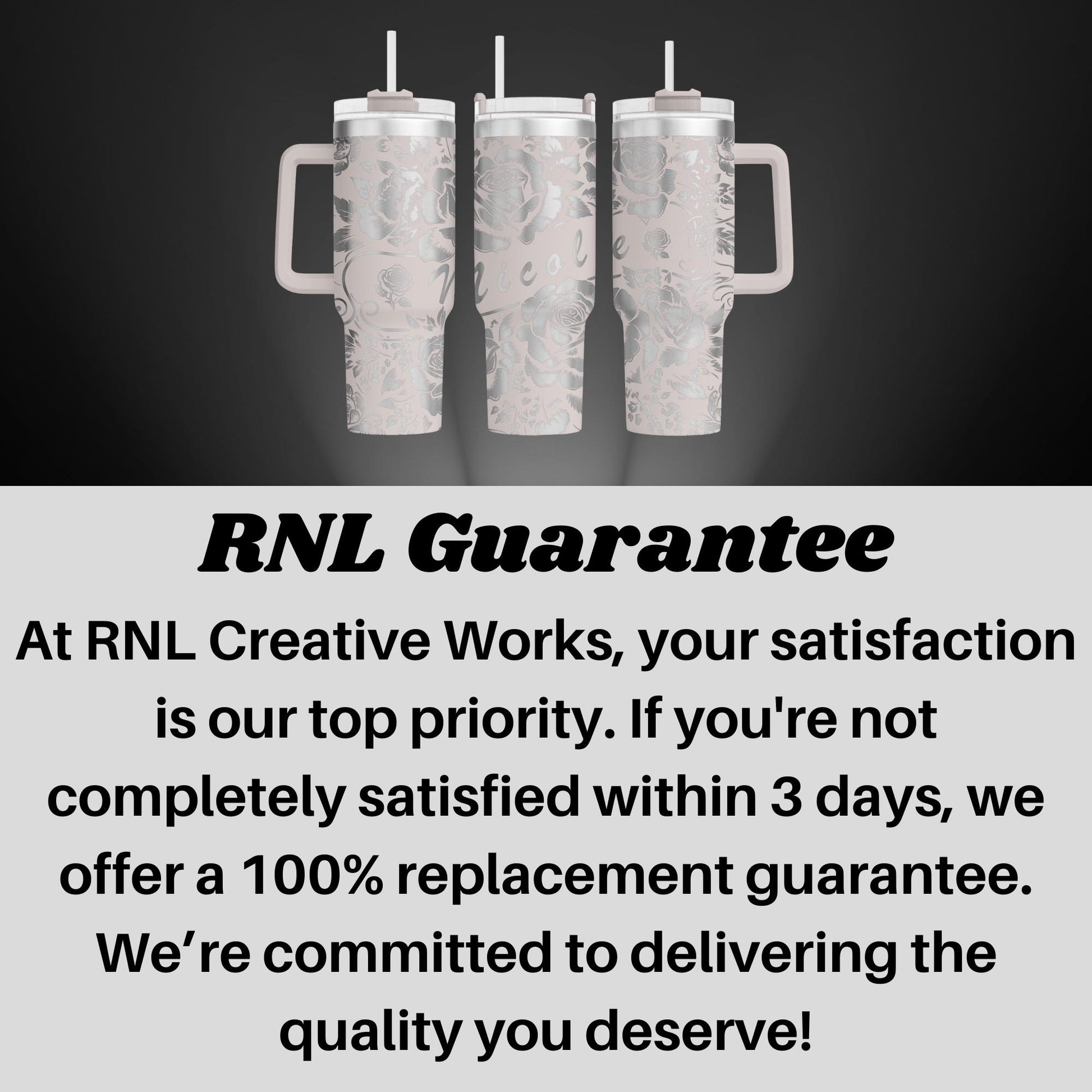 40oz personalized rose tumbler custom engraved stainless steel cup with floral and name design perfect gift for her or birthday present