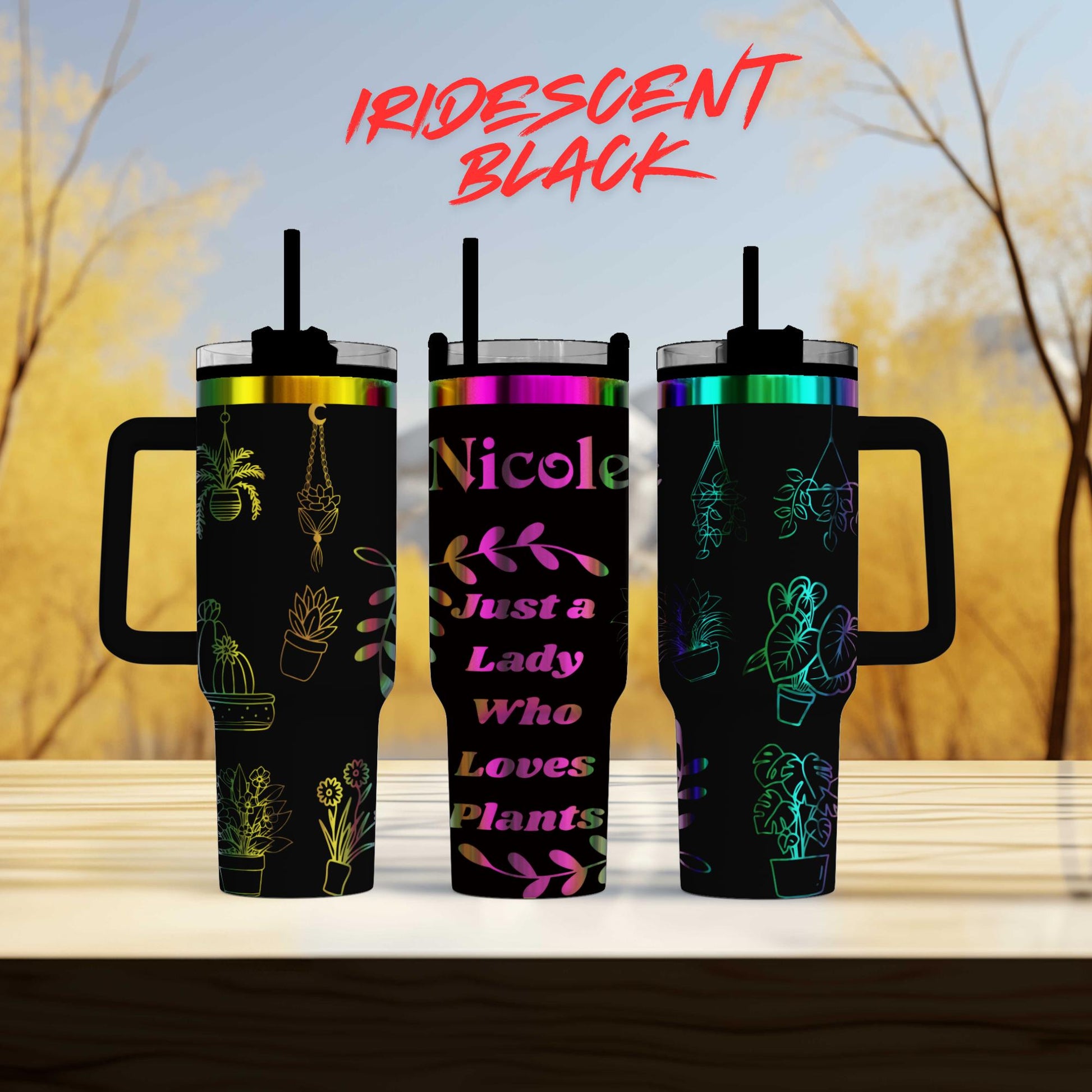 40oz engraved plant lover tumbler personalized garden gift for her funny gardening cup custom plant mom gift just a lady who loves plants tumbler