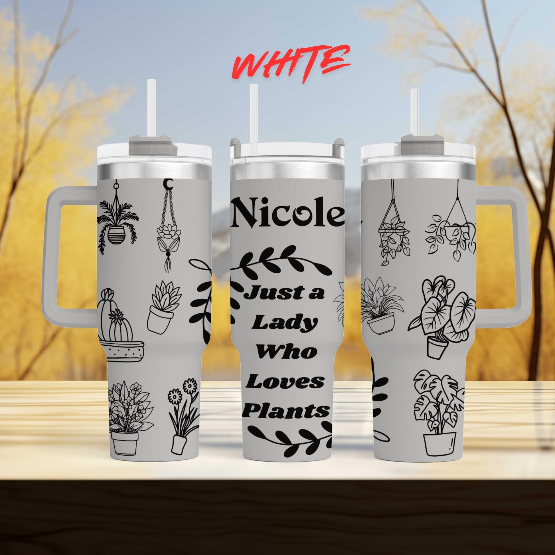 40oz engraved plant lover tumbler personalized garden gift for her funny gardening cup custom plant mom gift just a lady who loves plants tumbler