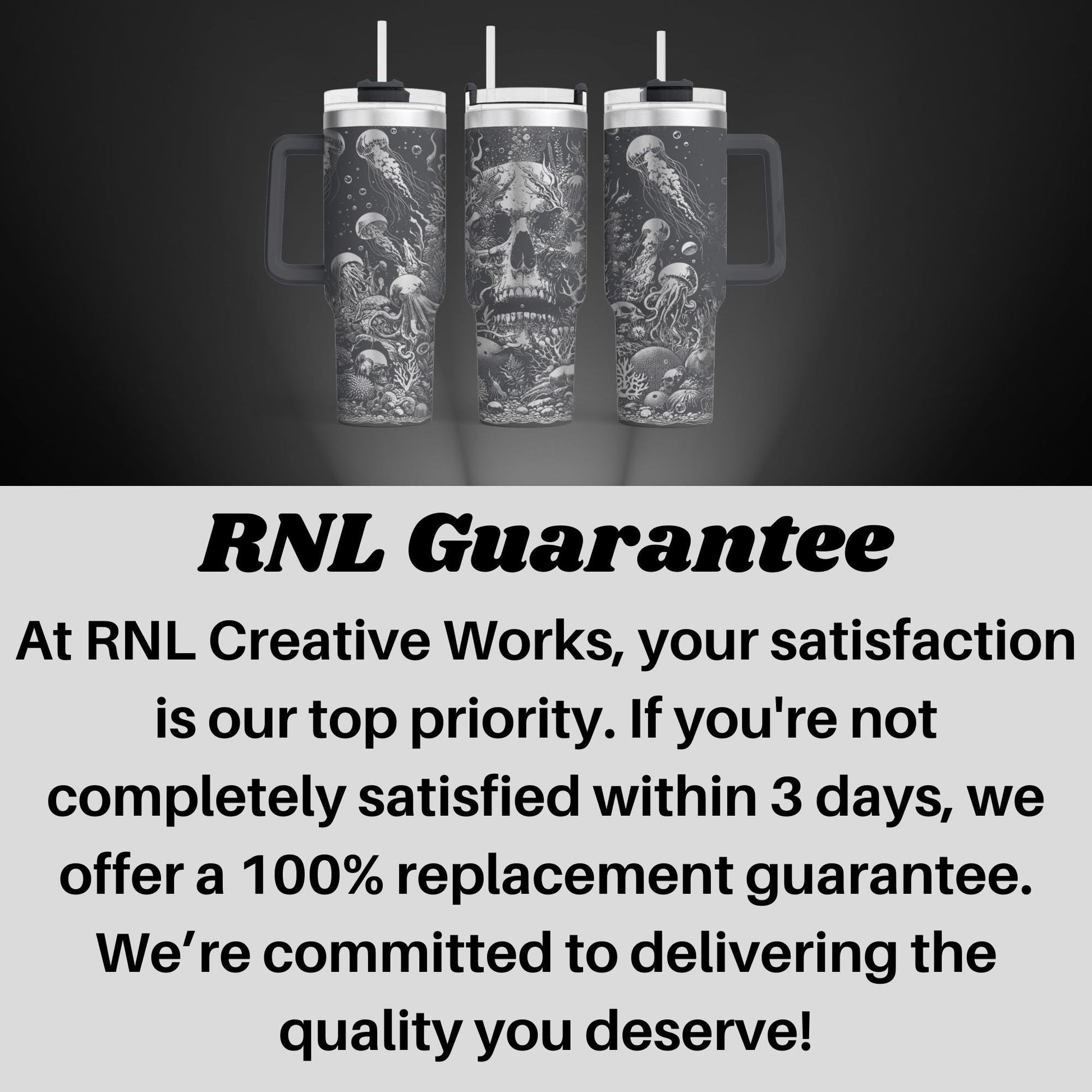 40oz engraved skull and jellyfish tumbler gift custom laser engraved spooky ocean drinkware sea creature cup for her creepy cute birthday present