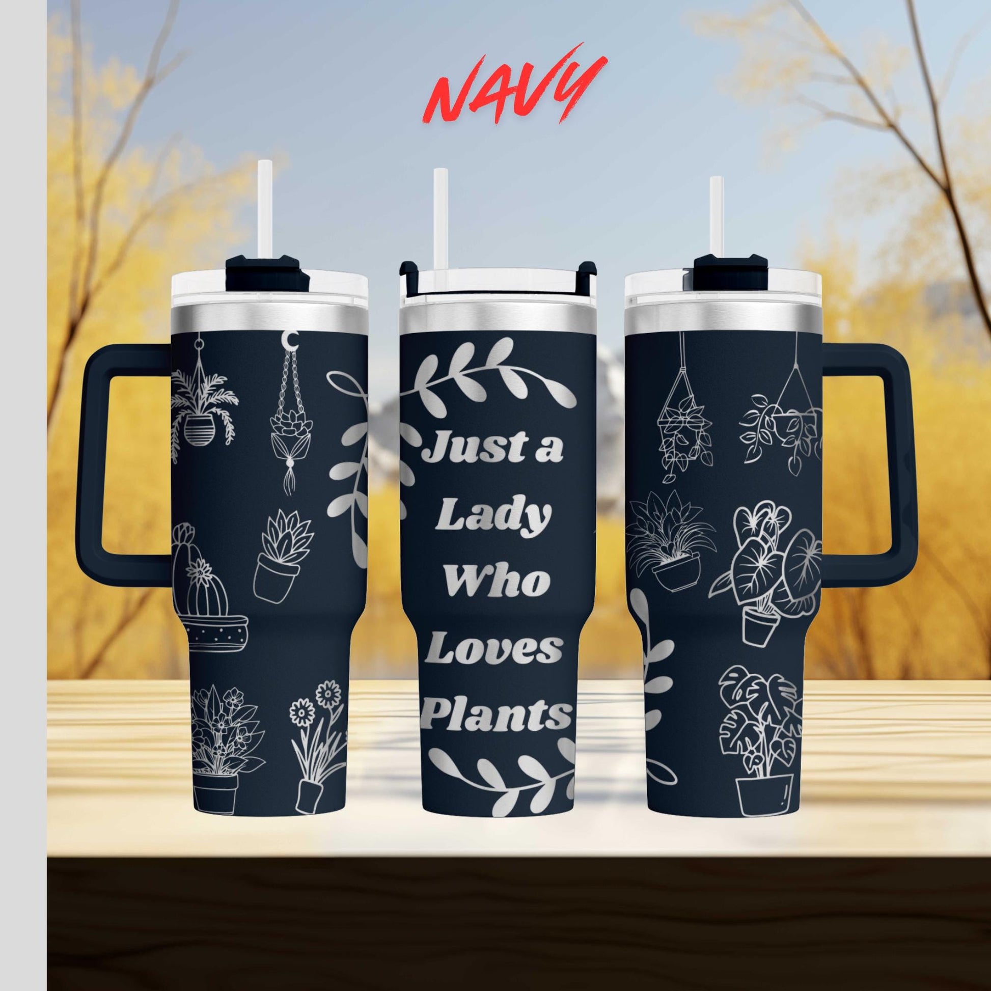 40oz engraved plant lover tumbler personalized garden gift for her funny gardening cup custom plant mom gift just a lady who loves plants tumbler