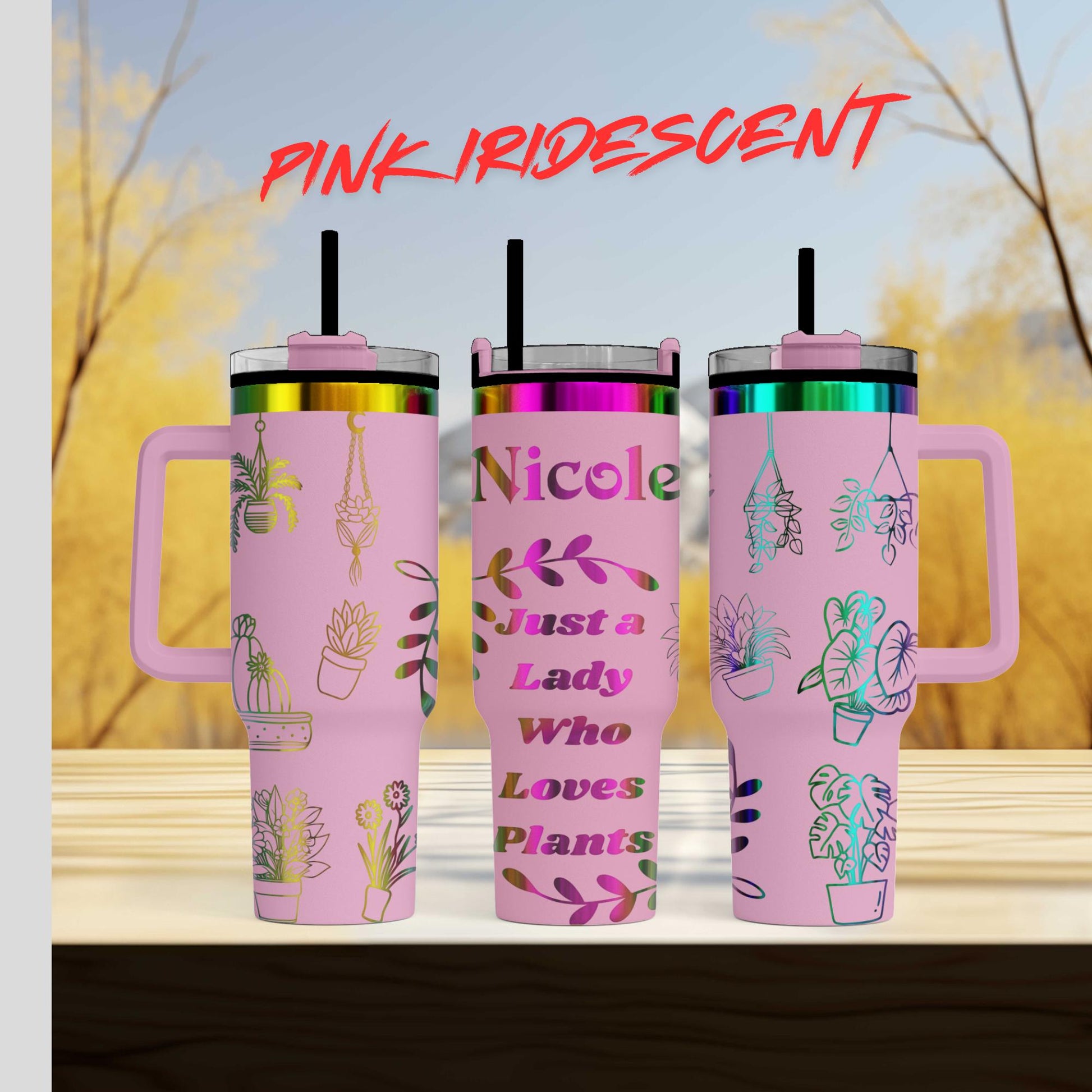 40oz engraved plant lover tumbler personalized garden gift for her funny gardening cup custom plant mom gift just a lady who loves plants tumbler