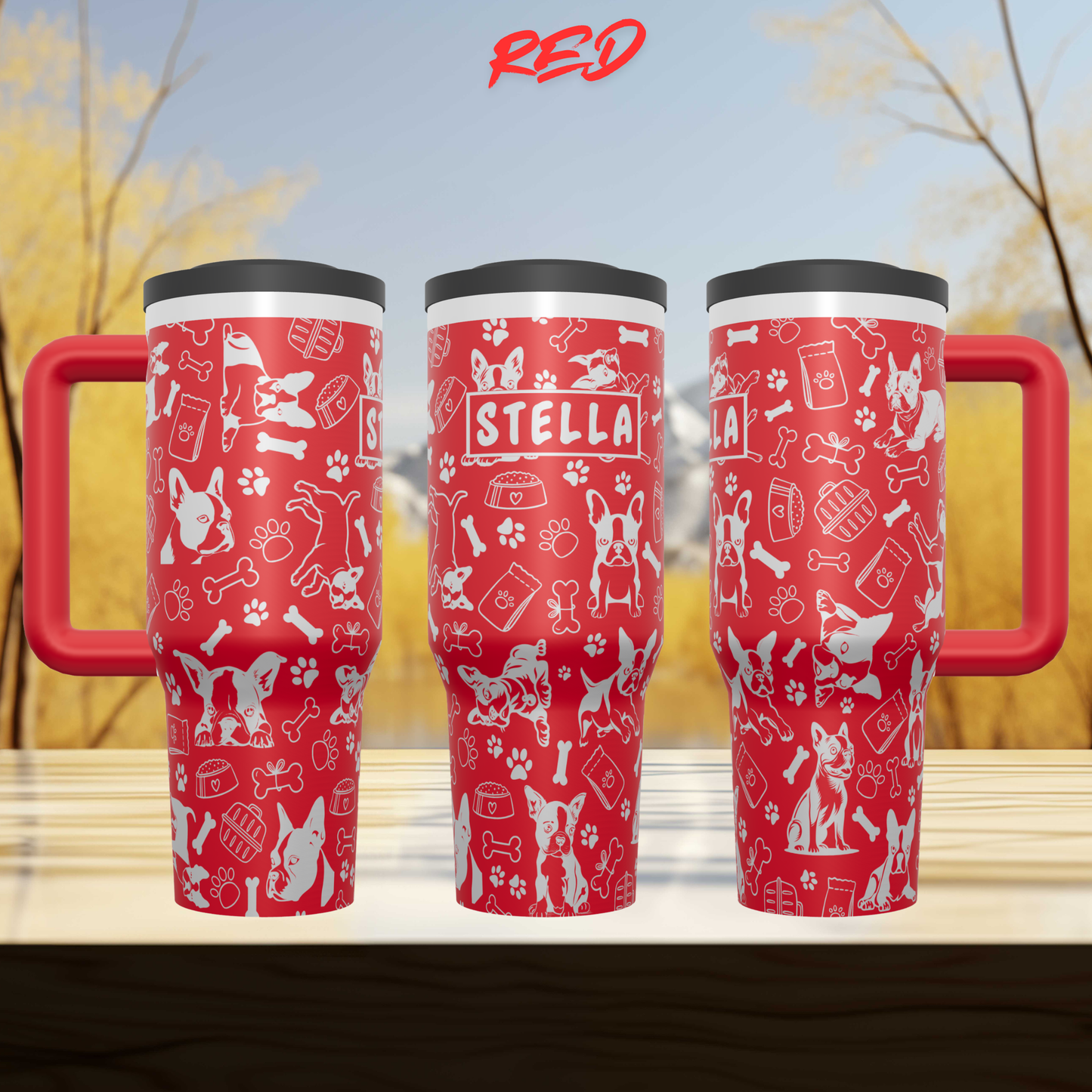 Boston Terrier Tumbler, Personalized Dog Tumbler, Laser Engraved Cup, Boston Terrier Gift, Dog Mom Gift, Custom Name Tumbler