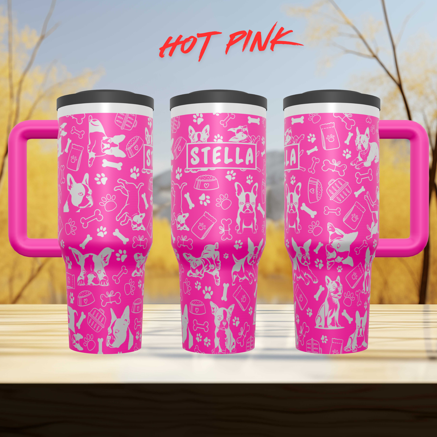 Boston Terrier Tumbler, Personalized Dog Tumbler, Laser Engraved Cup, Boston Terrier Gift, Dog Mom Gift, Custom Name Tumbler