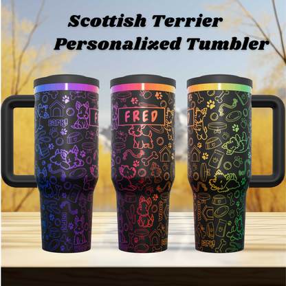 Scottish Terrier Personalized  Tumbler, Laser Engraved Cup, Scottie Dog Gift, Dog Mom Gift, Custom Name Insulated Tumbler
