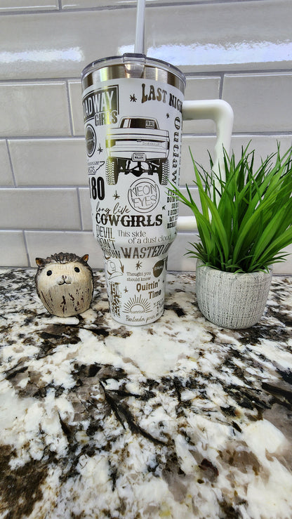 40oz Engraved Morgan Wallen Tumbler: "Whiskey Glasses & Country Classics" Edition