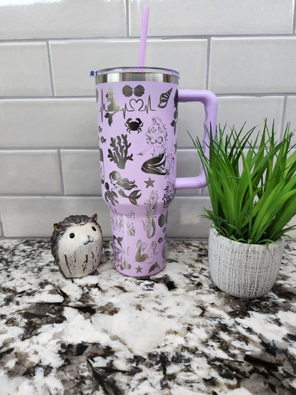 40oz Engraved Mermaid Tumbler: "Siren's Brew" Edition