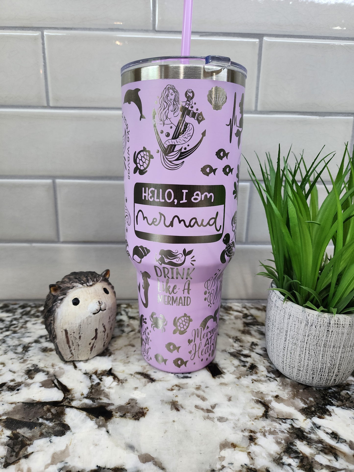 40oz Engraved Mermaid Tumbler: "Siren's Brew" Edition