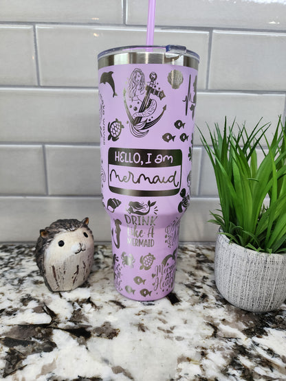40oz Engraved Mermaid Tumbler: "Siren's Brew" Edition