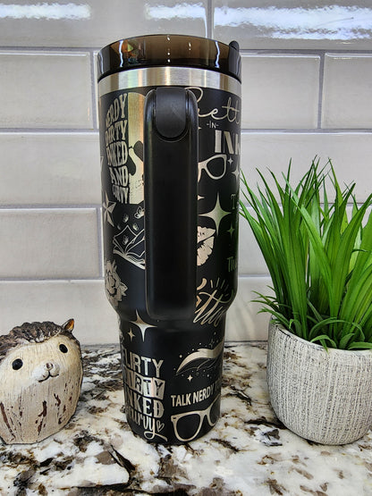 Engraved 40oz Tumbler: Nerdy Curves Ink Edition - Personalized Stainless Steel Mug, Laser Engraved Gift for Drink Lovers