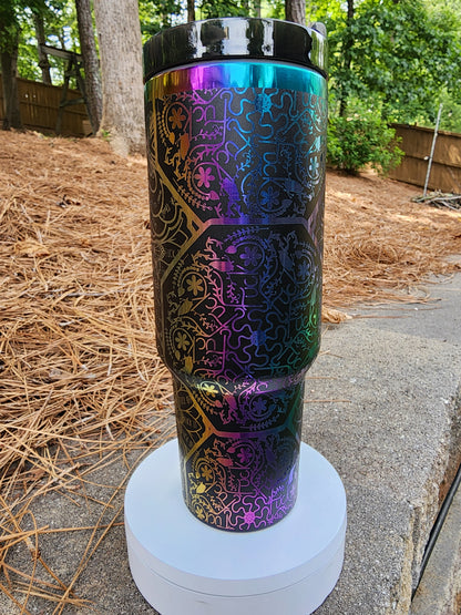 Cuss Word Mandala F*ck Swear Laser Engraved Full Wrap Design for 40oz Tumbler LIMITED Edition iridescent color!