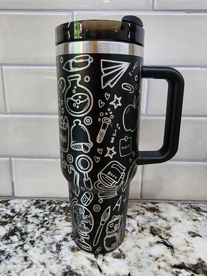 Laser-Engraved 40oz Teacher -Themed Tumbler - Durable Stainless Steel - Perfect Gift for Educators