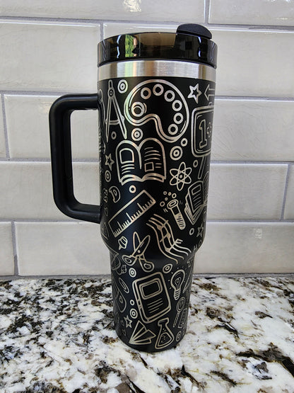 Laser-Engraved 40oz Teacher -Themed Tumbler - Durable Stainless Steel - Perfect Gift for Educators