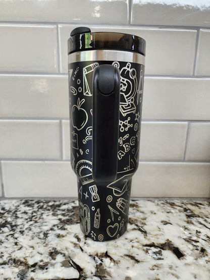 Laser-Engraved 40oz Teacher -Themed Tumbler - Durable Stainless Steel - Perfect Gift for Educators