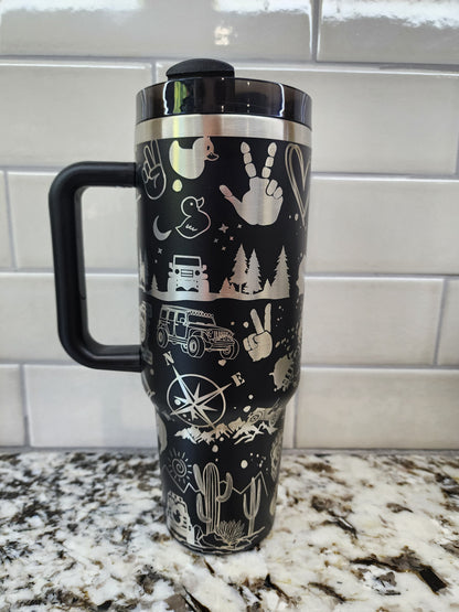 Jeep Laser Engraved 40oz Tumbler - Adventure-Ready Drinkware for Jeep Lovers & Off-Road Enthusiasts