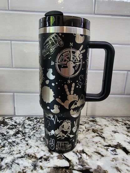 Jeep Laser Engraved 40oz Tumbler - Adventure-Ready Drinkware for Jeep Lovers & Off-Road Enthusiasts