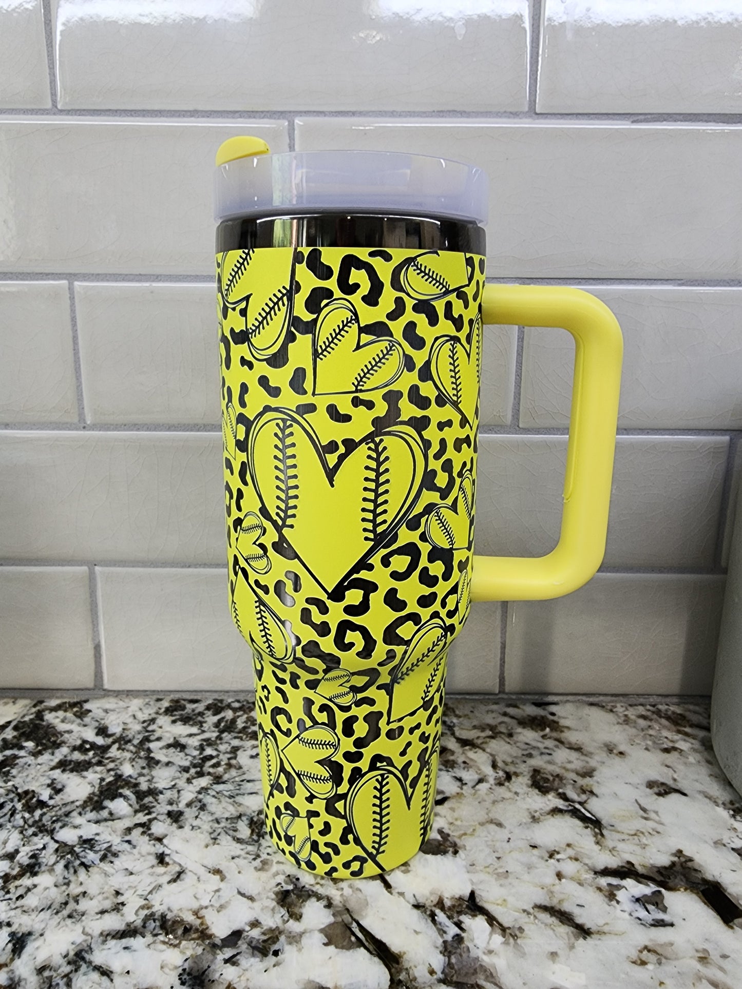 Personalized Softball Player Engraved 40oz Tumbler  Players Name  Number  Custom Insulated Travel Mug  Unique Sports Gift