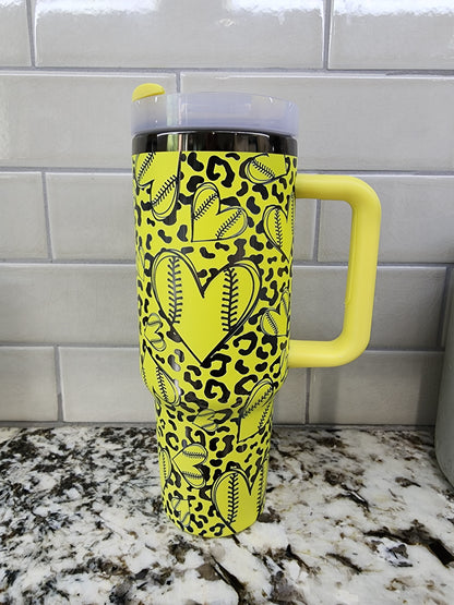 Personalized Softball Player Engraved 40oz Tumbler  Players Name  Number  Custom Insulated Travel Mug  Unique Sports Gift
