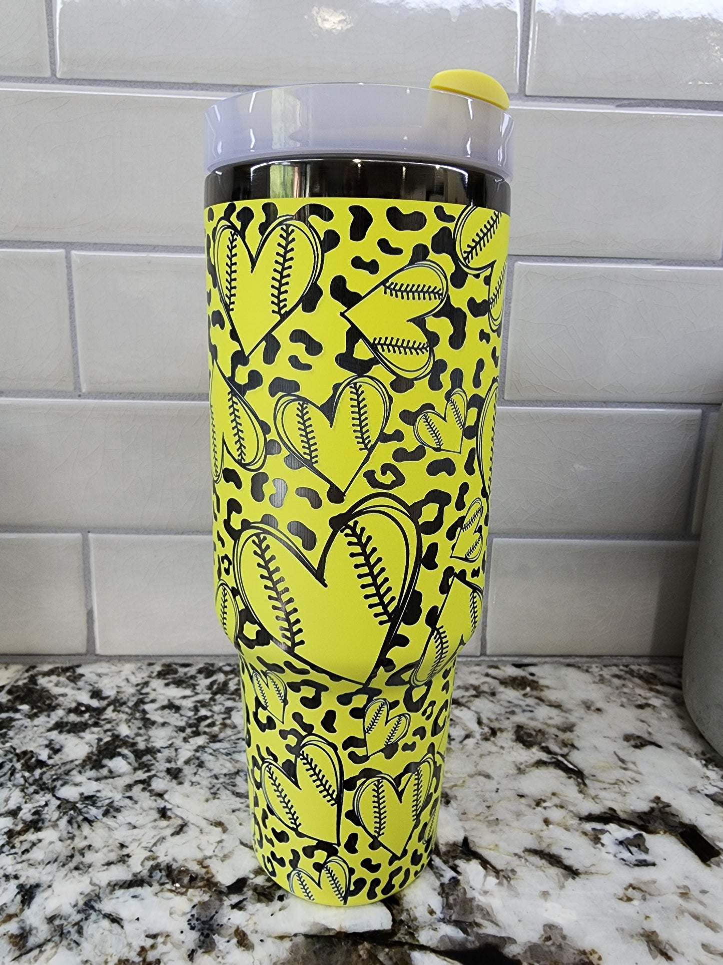 Personalized Softball Player Engraved 40oz Tumbler  Players Name  Number  Custom Insulated Travel Mug  Unique Sports Gift