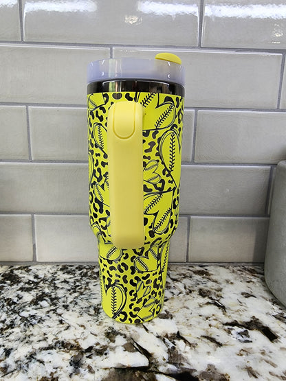 Personalized Softball Player Engraved 40oz Tumbler  Players Name  Number  Custom Insulated Travel Mug  Unique Sports Gift