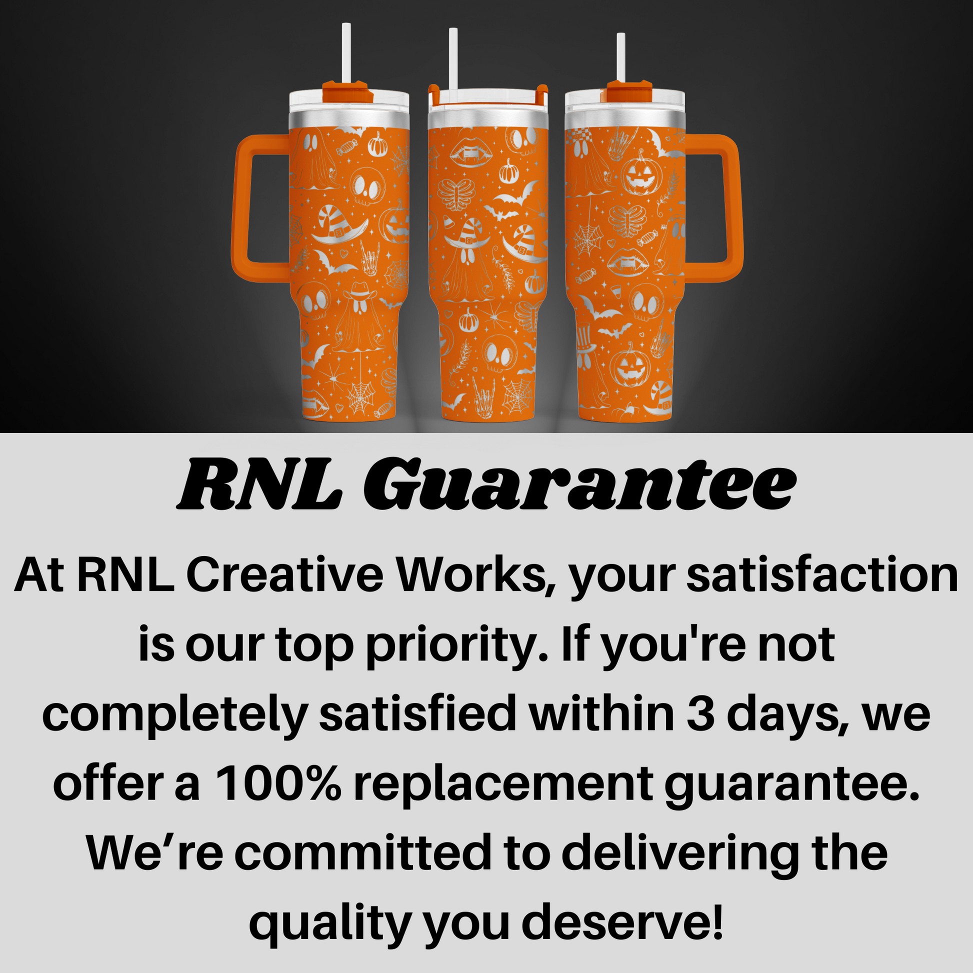 three orange mugs sitting next to each other