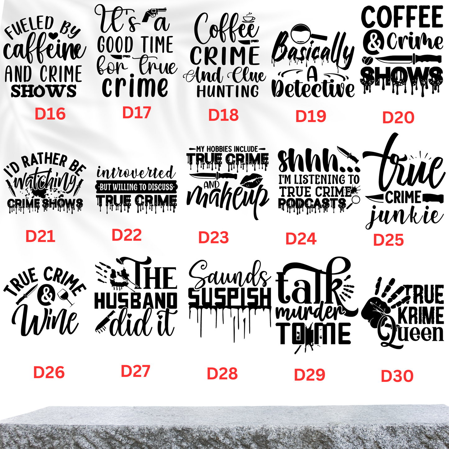 True Crime Edition- 12oz Laser Engraved True Crime Wine Tumbler
