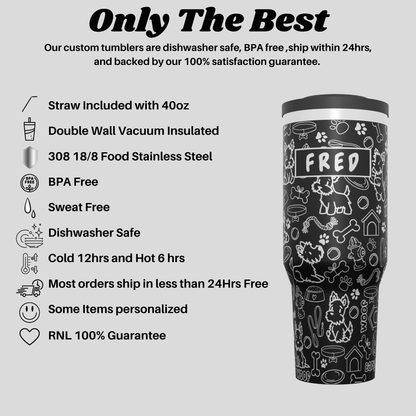Scottish Terrier Personalized  Tumbler, Laser Engraved Cup, Scottie Dog Gift, Dog Mom Gift, Custom Name Insulated Tumbler