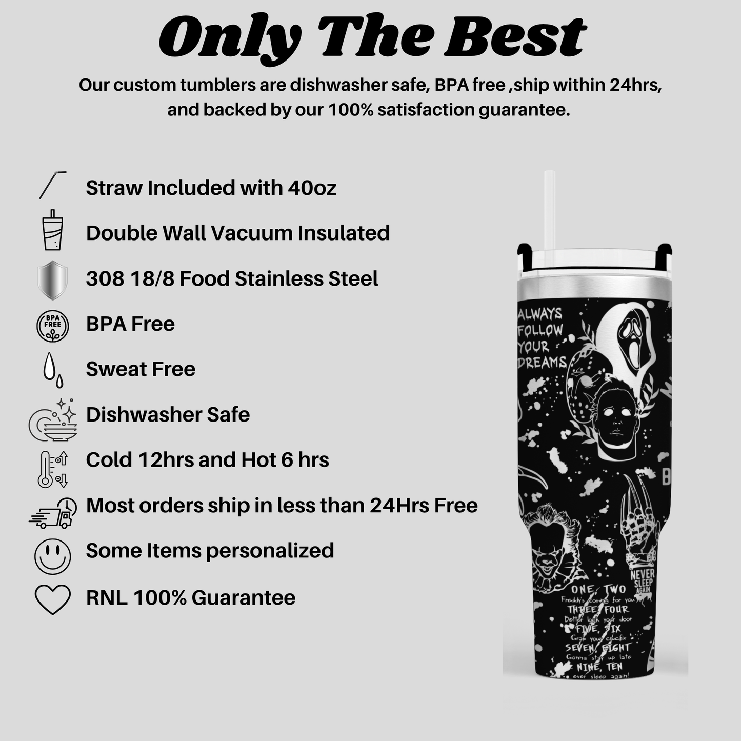 a black and white advertisement for a coffee cup