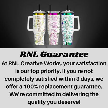 three colorful, cartoon-style tumblers with handles and straws, arranged in a row against a dark background.